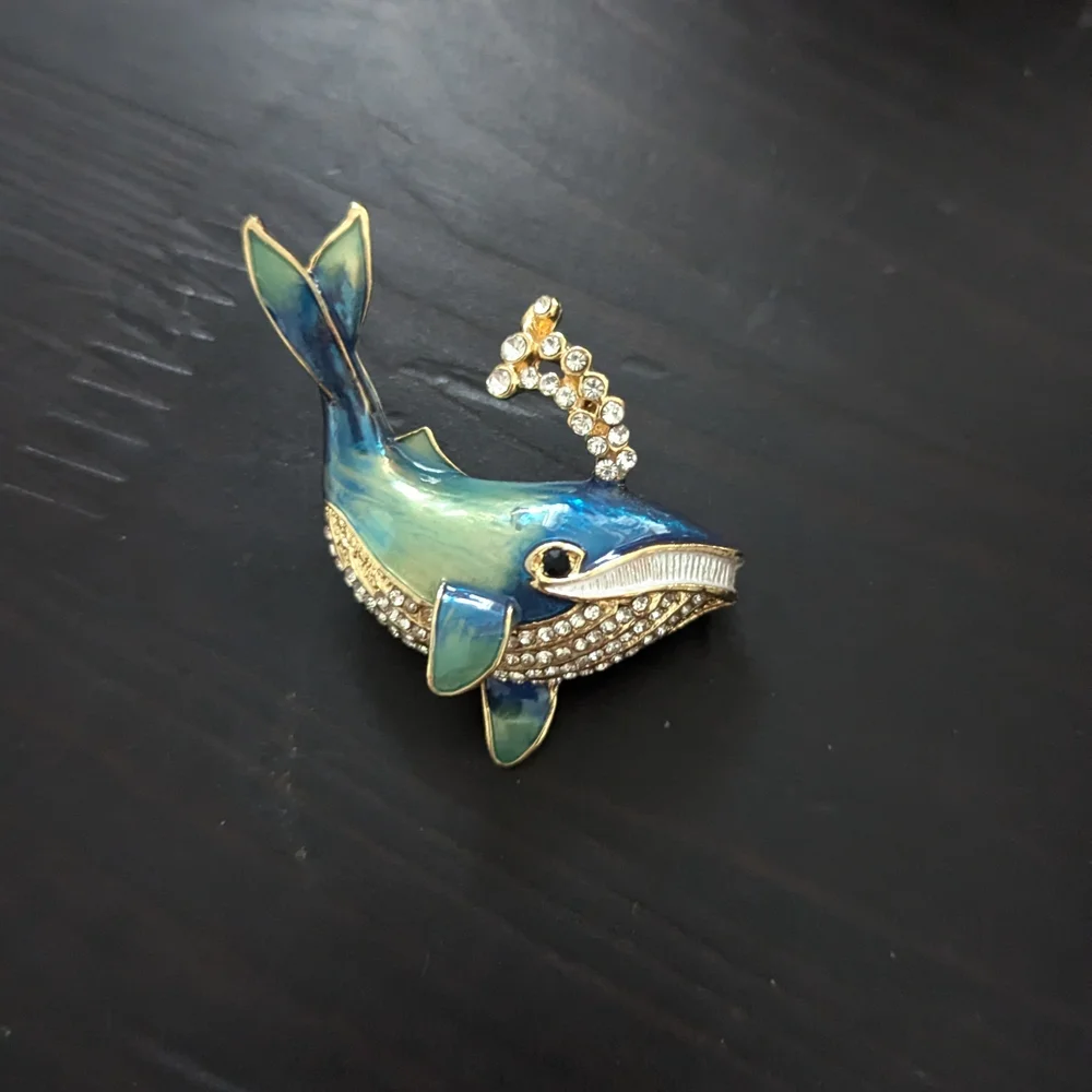 Blue Whale Fish Brooch